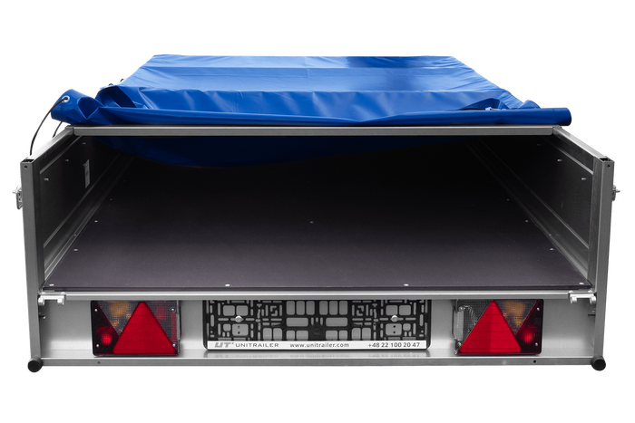 REMORQUE DE JARDIN 264 KIPP AVEC ROUE JOINTE, CHÂSSIS H-0 ET BÂCHE BLEUE