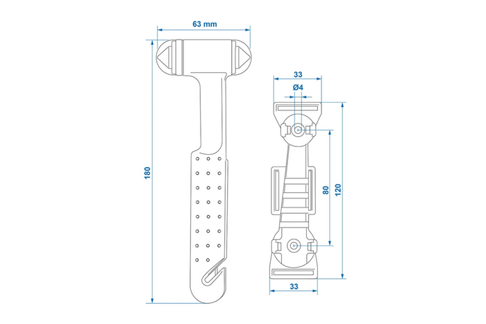Marteau à vitre de sécurité ProPlus 540050, couteau à ceinture de sécurité