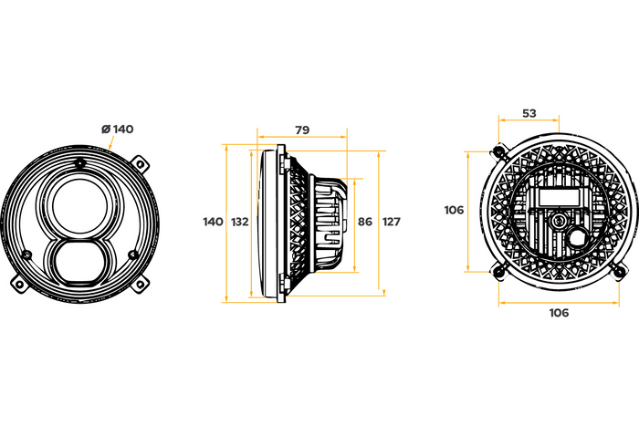 Feu avant LED TT Technology TT.16602,  2 fonctions 2xLED 2350lm pour Fendt, Massey Ferguson, John Deere
