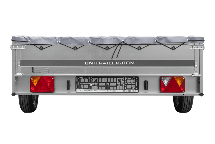 Remorque à un essieu sur ressorts 264x150 UNITRAILER GARDEN 265/R KIPP avec châssis H-0 et bâche grise