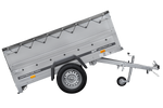 Remorque mono-essieu 200x106 UNITRAILER GARDEN 200 KIPP avec ridelles BIS, châssis H-0 et bâche grise