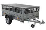 Remorque porte-voitures 230x125 UNITRAILER GARDEN 230 KIPP avec côtés en filet et bâche grise