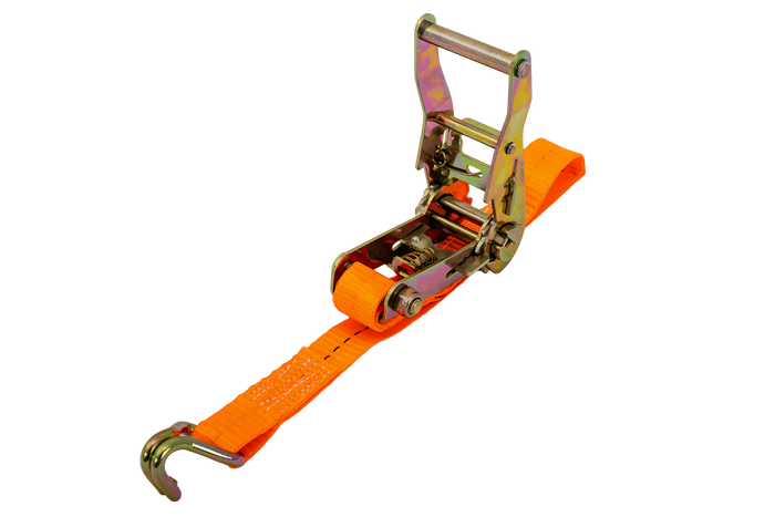 Ensemble de quatre courroies de transport UNITRAILER orange 4 m/25 mm/1 t avec tendeur