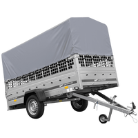 REMORQUE DE JARDIN 264 KIPP AVEC ROUE JOINTE, CÔTÉS GRILLÉS, CHÂSSIS H-800 ET BACHE GRISE