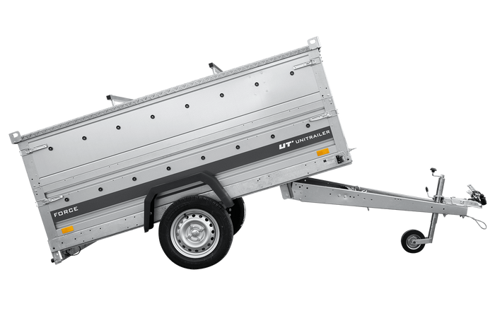 Remorque porte-voitures 230x125 UNITRAILER FORCE 230 KIPP avec côtés BIS et bâche en aluminium