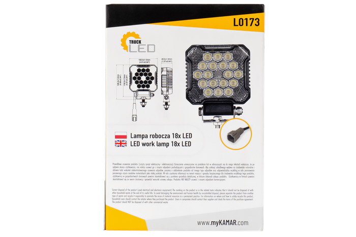 Phare de travail LED TruckLED L0173 18xLED 2800lm connecteur DT