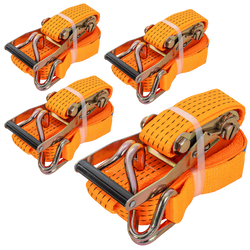 Ensemble de quatre courroies de transport UNITRAILER 8 m/50 mm/5 t orange avec tendeur