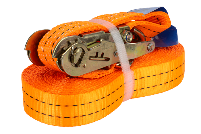 Ensemble de quatre courroies de transport UNITRAIER 10 m/35 mm/2 t orange avec tendeur