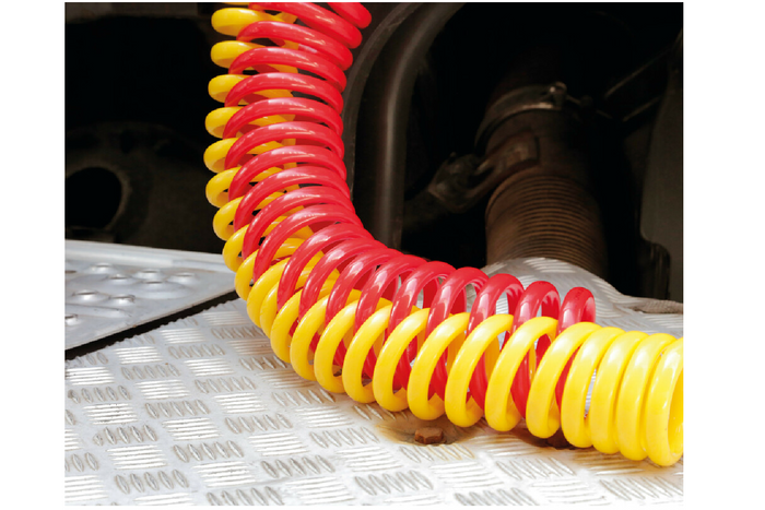 Gaine spiralée LAMPA Truck-Tights pour câbles, référence 97170, souple, rouge, 220 cm de diamètre, 11 cm de hauteur.