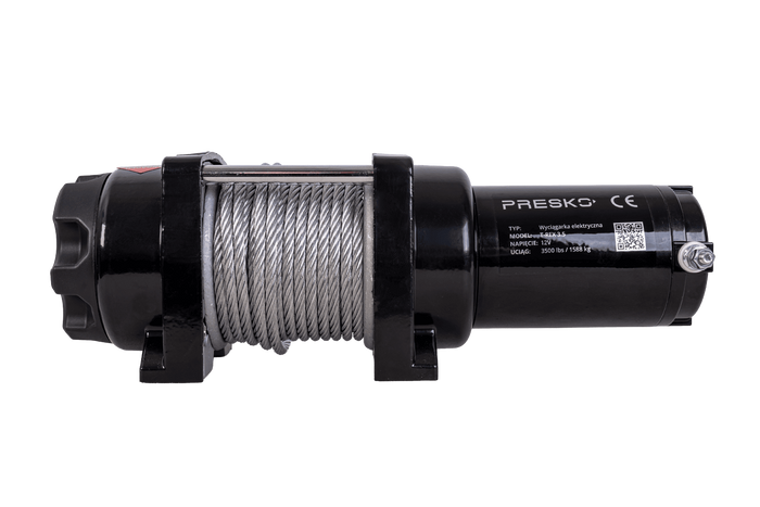 Treuil électrique pour remorque PRESKO T-REX 3.5 12V 1590 kg avec câble en acier de 12 m