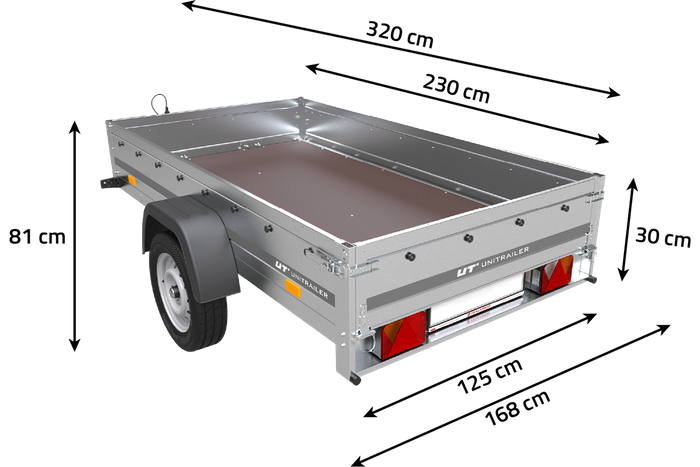 Remorque porte-voitures 230x125 UNITRAILER GARDEN 230 KIPP