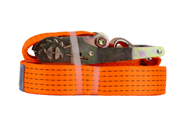 Ensemble de quatre courroies de transport UNITRAILER 15 m/50 mm/5 t orange avec tendeur