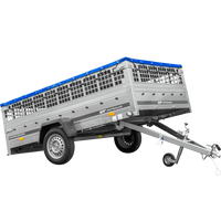 Remorque légère sur ressorts 264x150 UNITRAILER GARDEN 265/R KIPP avec ridelles grillagées, châssis H-0 et bâche bleue