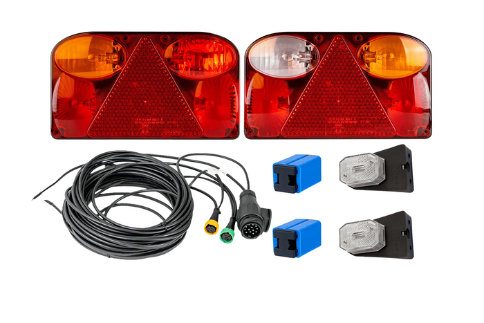 Kit d'éclairage : feux arrière FRISTOM FT-088 + feux de gabarit latéraux ASPÖCK FLEXIPOINT I + faisceau MANTES 7 m 13 broches