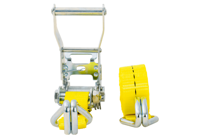 Ensemble de quatre sangles de transport UNITRAIER avec tendeur 4 m/25 mm/1 t jaunes