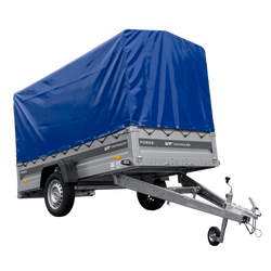 Remorque porte-voitures 264x125 UNITRAILER FORCE 264 KIPP avec châssis H-1100 et bâche bleue