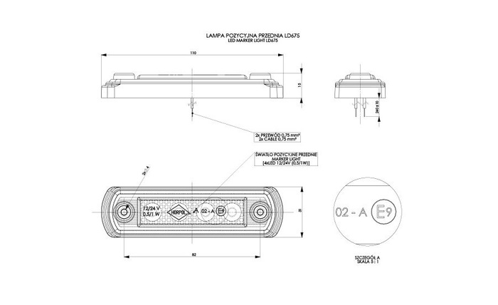 Kit de quatre feux de gabarit universels LED HORPOL LD 677