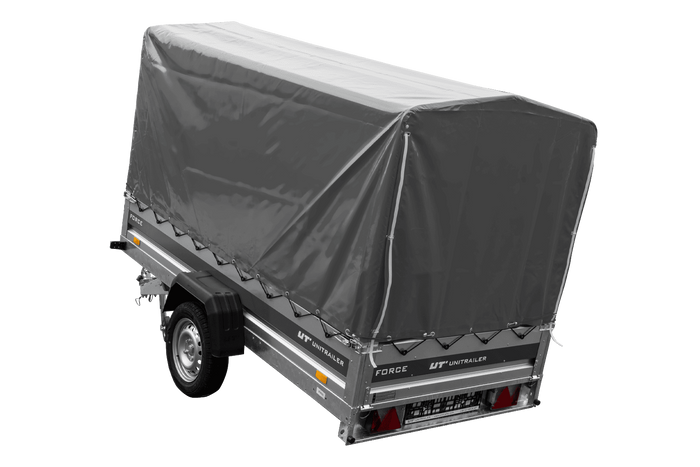 Remorque porte-voitures 264x125 UNITRAILER FORCE 264 KIPP avec châssis H-1100 et bâche grise