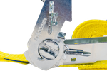 Ensemble de quatre courroies de transport jaunes UNITRAIER 3 m/25 mm/1 t avec tendeur