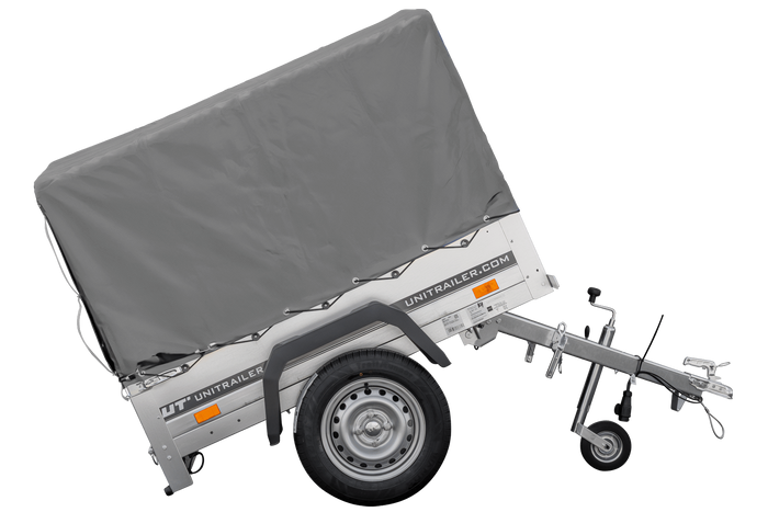 Remorque à un essieu 150x106 UNITRAILER GARDEN 150 KIPP avec châssis H-800 et bâche grise