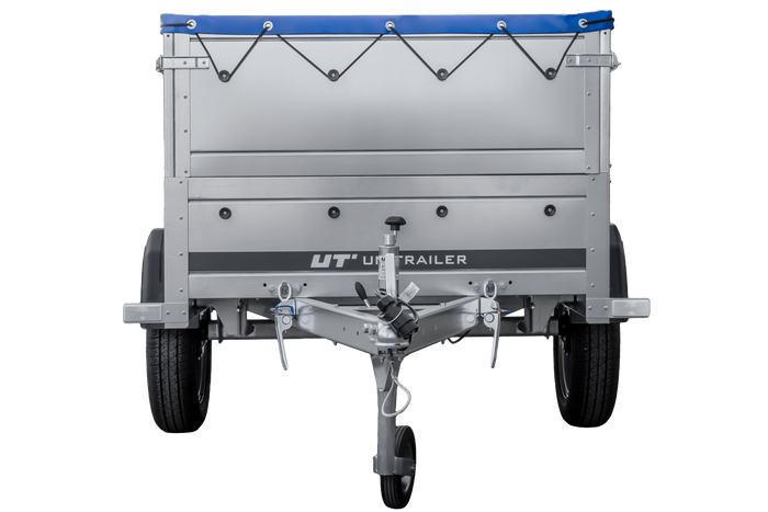 Remorque porte-voitures 200x106 UNITRAILER GARDEN 200 KIPP avec ridelles BIS, châssis H-0 et bâche bleue