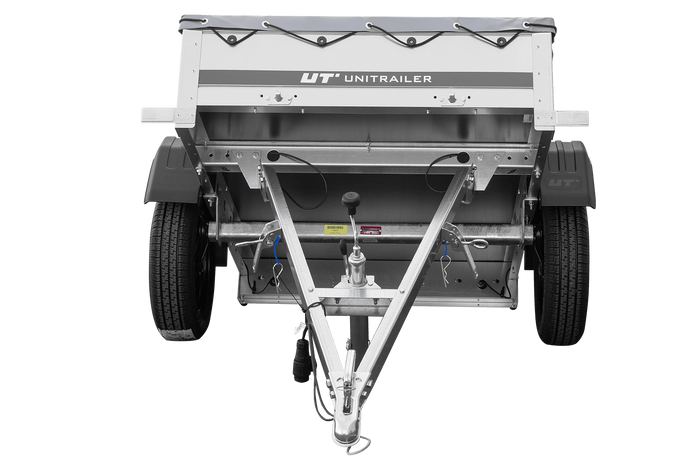 Remorque à un essieu 150x106 UNITRAILER GARDEN 150 KIPP avec châssis H-0 et bâche grise