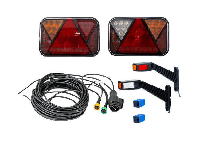 Kit d&#39;éclairage : feux arrière LED FRISTOM FT-270 + feux de position latéraux LED FRISTOM FT-145 + faisceau MANTES 7 m 13 broches