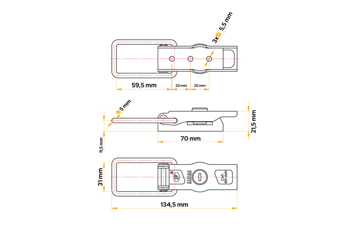 Attelage latéral fermeture à clé  STEELPRESS ZB-13A pour remorque 