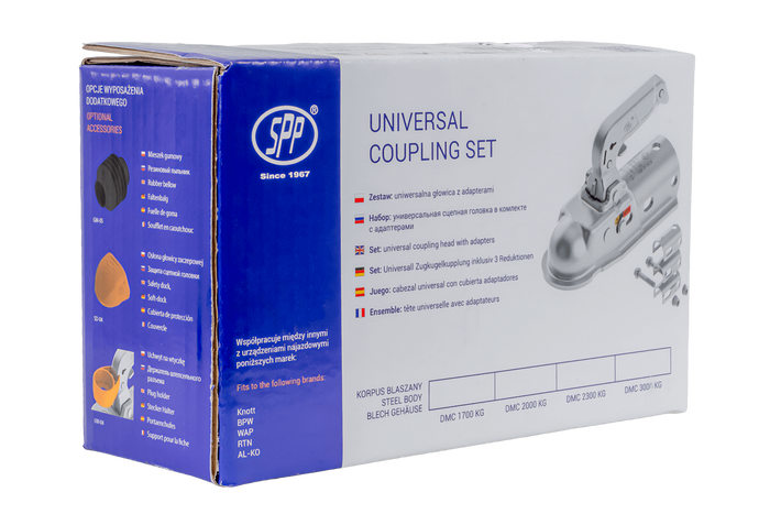 Attelage à boule STEELPRESS BC-3000C-00-00+Z2 pour remorque de 3000 kg avec timon tubulaire de 35 à 50 mm, en fonte