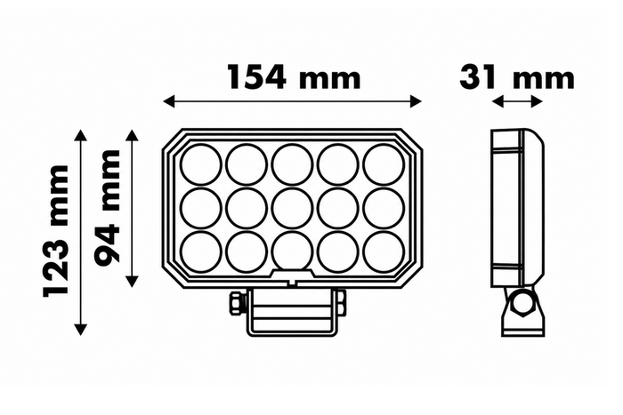 Lampe de travail, Réflecteur rectangulaire LED LAYTZ LY7303, 60 LED, 6000 lm