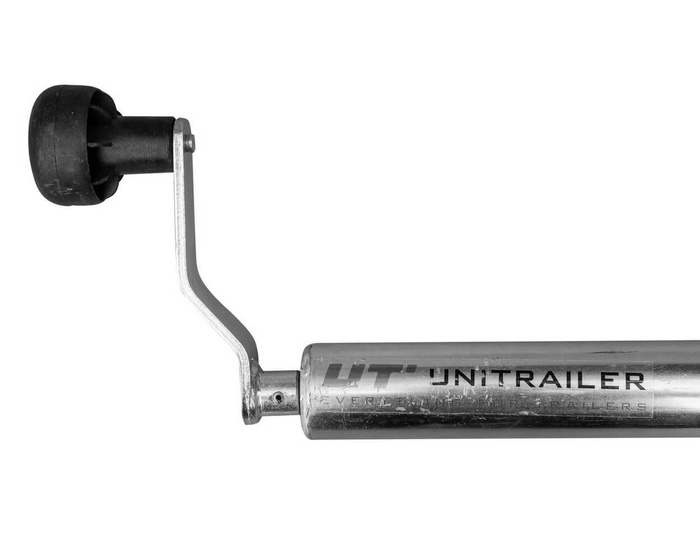 Système de levage à manivelle UNITRAILER avec poignées pour le basculement et le déchargement d'une remorque porte-voitures de 1000 kg (500-865 mm).