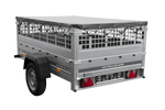 Remorque à un essieu 200x125 UNITRAILER GARDEN 201 KIPP avec côtés en filet et bâche grise