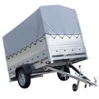 Remorque porte-voitures sur ressorts 230x125 UNITRAILER GARDEN 230/R KIPP avec côtés BIS, châssis H-800 et bâche grise