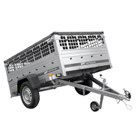 Remorque à un essieu 200x125 UNITRAILER GARDEN 201 KIPP avec côtés en filet et bâche grise