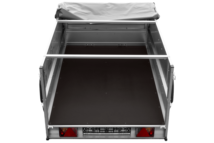 Remorque légère 200x125 UNITRAILER GARDEN 201 KIPP avec ridelles supplémentaires, châssis H-0 et bâche grise
