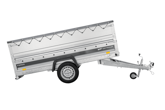 Remorque à un essieu sur ressorts 264x125 UNITRAILER FORCE 264/R KIPP avec côtés BIS, châssis H-0 et bâche grise