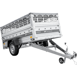 Remorque légère sur ressorts 230x125 UNITRAILER FORCE 230/R KIPP avec côtés en filet, châssis H-0 et bâche grise