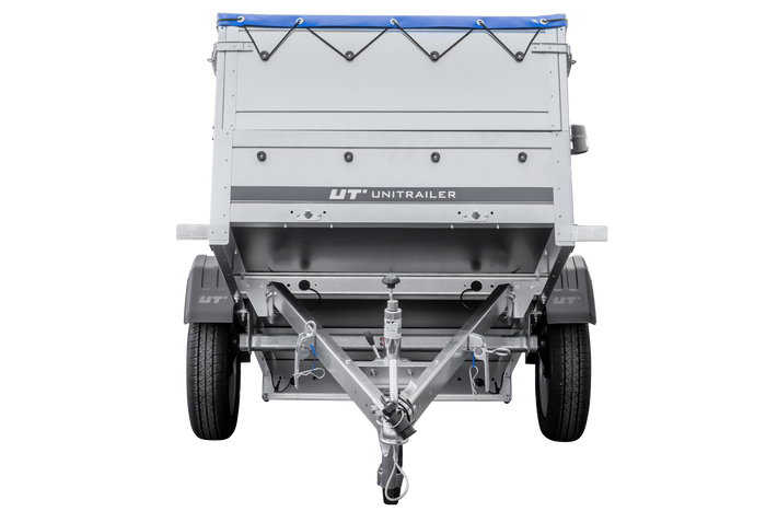 Remorque porte-voitures 200x106 UNITRAILER GARDEN 200 KIPP avec ridelles BIS, châssis H-0 et bâche bleue
