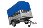 Remorque voiture 200x125 UNITRAILER GARDEN 201 KIPP avec ridelles grillagées, châssis H-800 et bâche grise