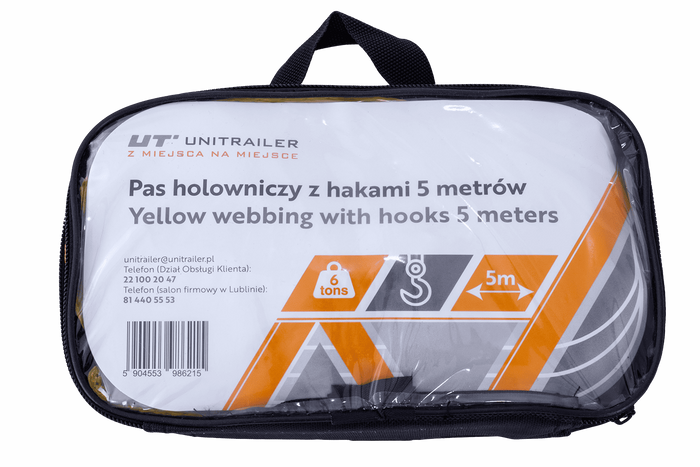 Sangle de remorquage avec crochets UNITRAILER 5 m/50 mm/6 t jaune