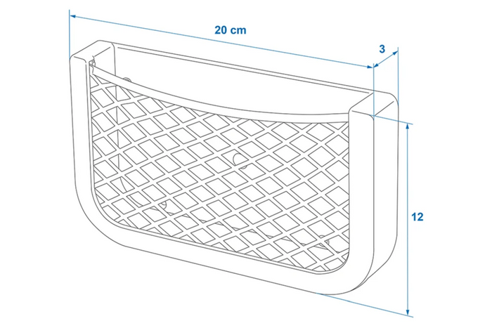 Poche de rangement en filet ProPlus 230038 avec cadre 200x120mm