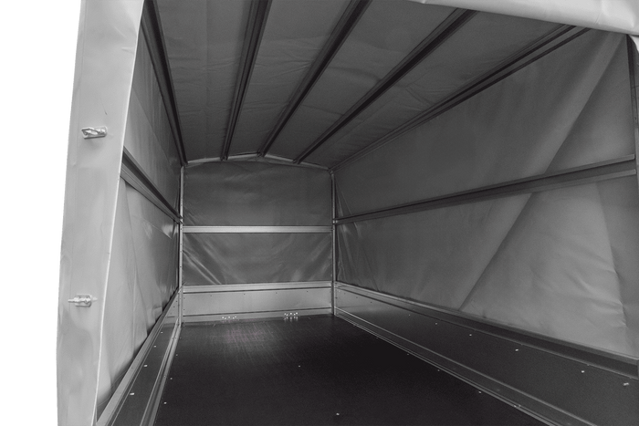 REMORQUE DE JARDIN 264/2 KIPP AVEC ROUE DE SUPPORT, CADRE H-1100 BACHE GRISE