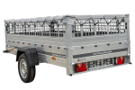 Remorque à un essieu sur ressorts 264x125 UNITRAILER GARDEN 264/R KIPP avec côtés en filet, châssis H-0 et bâche grise