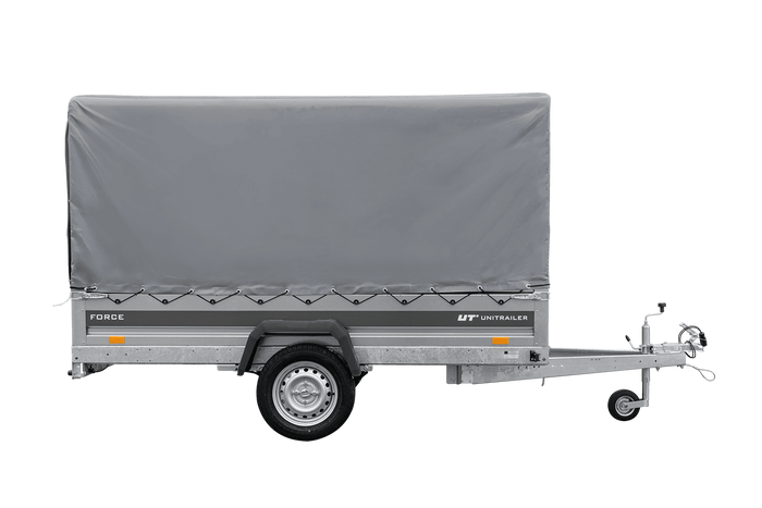 Remorque à un essieu sur ressorts 264x125 UNITRAILER FORCE 264/R KIPP avec châssis H-1100 et bâche grise