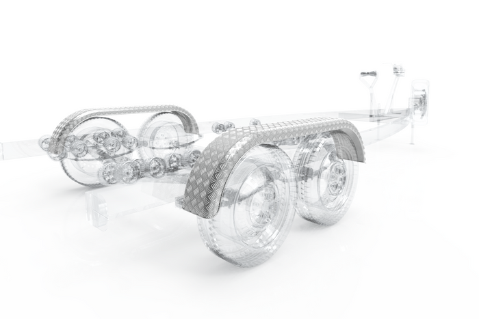 Garde-boue tandem pour remorque 13-14" DOMAR D29250, passage de roue plat 1500/220mm