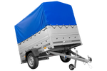 Remorque 1 essieu 200x125 UNITRAILER GARDEN 201 KIPP avec ridelles supplémentaires, châssis H-800 et bâche bleue