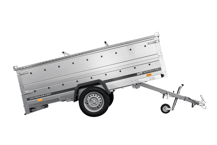 Remorque à un essieu sur ressorts 264x125 UNITRAILER GARDEN 264/R KIPP avec ridelles supplémentaires et capot en aluminium