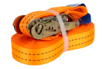 Ensemble de quatre courroies de transport UNITRAIER 10 m/35 mm/2 t orange avec tendeur
