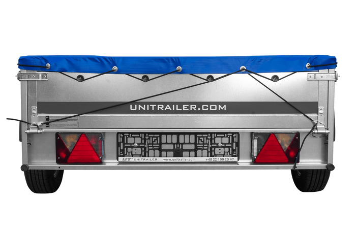 Remorque sur ressorts 200x125 UNITRAILER GARDEN 201/R KIPP avec châssis H-0 et bâche bleue