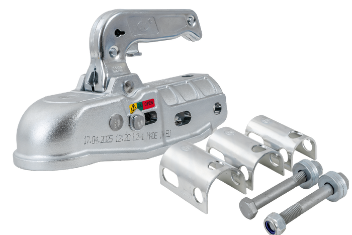 Attelage à boule STEELPRESS BC-3000C-00-00+Z2 pour remorque de 3 000 kg avec timon tubulaire de 35 à 50 mm, en fonte